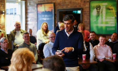 Rishi Sunak holds a question and answer session at The Queens Hotel, a JD Wetherspoon pub in Maltby, Rotherham