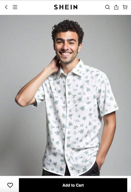 A listing for a shirt purportedly showing Luigi Mangione on Shein's website.