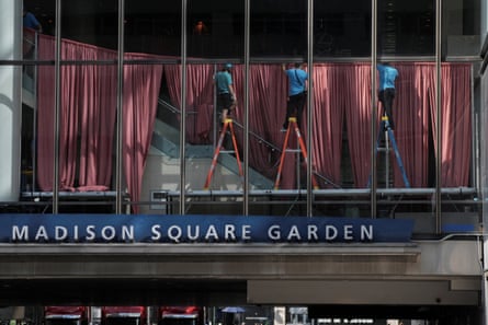 Work under way inside the huge New York venue