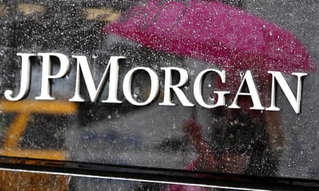 JP Morgan sign in the rain