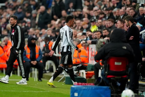 Jacob Ramsey is sent off for ‘simulation’.