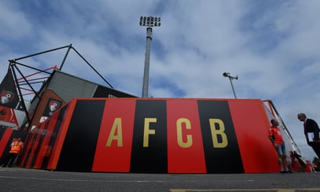 Outside the Vitality Stadium ahead of this afternoon’s match between Bourneouth and Arsenal.