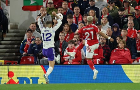 Aston Villa's Lucas Digne handballs to concede a penalty after Nottingham Forest's Omari Hutchinson crosses the ball.