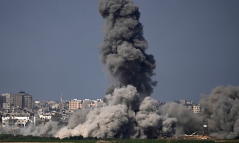 Smoke rises after an Israeli airstrike in the Gaza Strip.