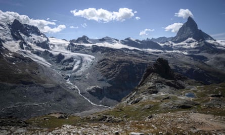 The Lower Theodul glacier near to the Matterhorn mountain in Switzerland.