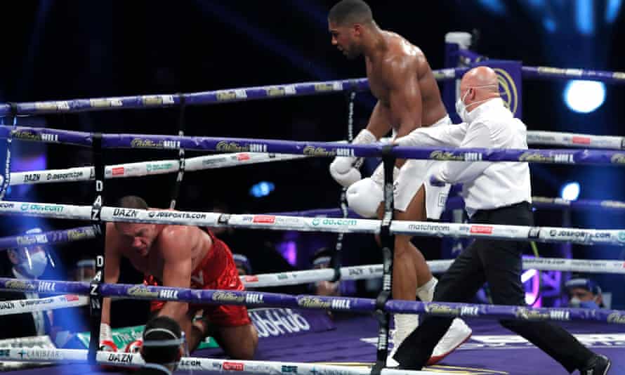 Kubrat Pulev hits the canvas at the Wembley Arena.