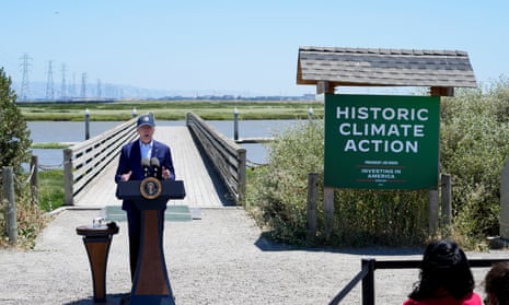 Joe Biden speaks at the Lucy Evans Baylands Nature Interpretive Center and Preserve in Palo Alto, Calif., Monday, June 19, 2023.