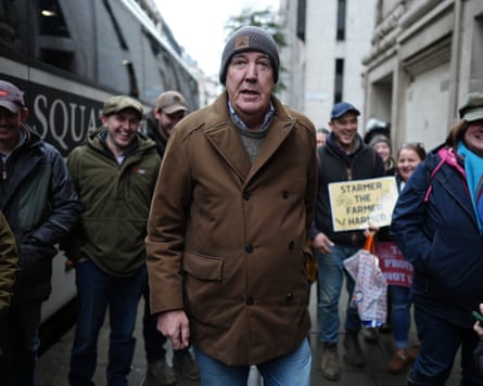 Jeremy Clarkson arrives in central London to join the farmers protest