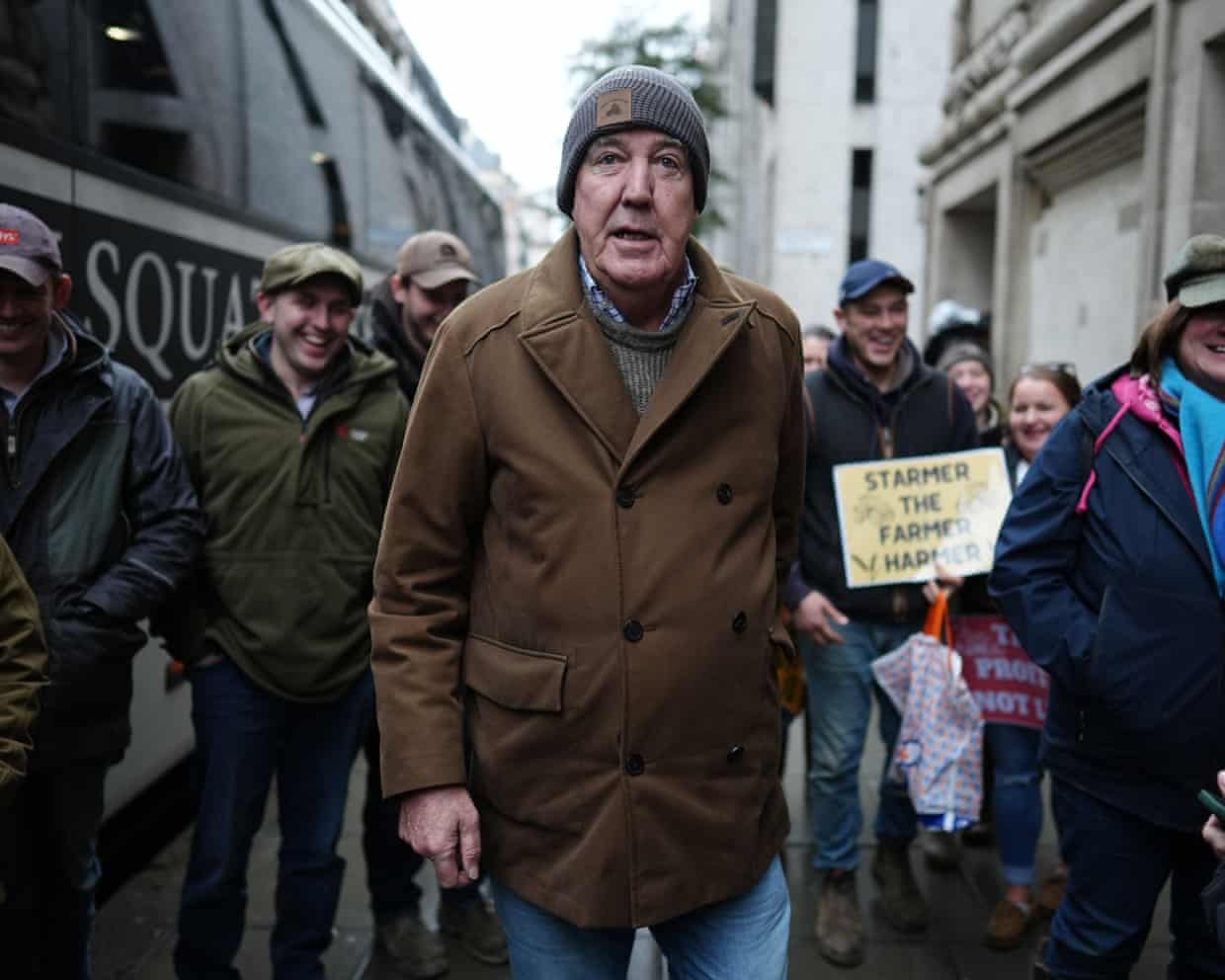 Jeremy Clarkson arrives in central London to join the farmers protest
