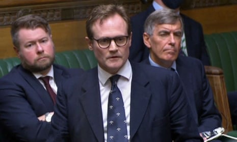 Tom Tugendhat discusses the collapse of the Afghan government in the House of Commons in London in August 2021. 