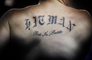 Ricky Hatton's back, displaying the tattoo of his nickname, Hitman.