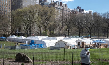 An emergency field hospital in Central park, New York City.