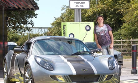 Vince at a charging station in Michael's Wood service station on the M5 in 2011