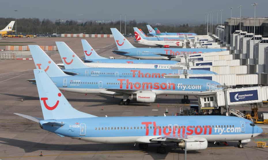 Thomson planes at Manchester Airport.