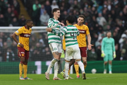 Tomas Cvancara celebrates scoring for Celtic