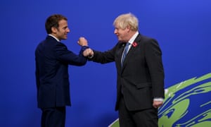 Emmanuel Macron and Boris Johnson at the Cop26 climate summit in Glasgow.