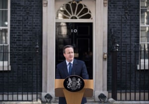 David Cameron makes a speech after the result at Downing Street in which he announced his resignation and that he would be stepping down in October