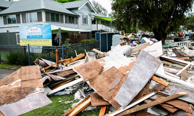 Flood debris piled outside the Me and My House childcare centre in Lismore