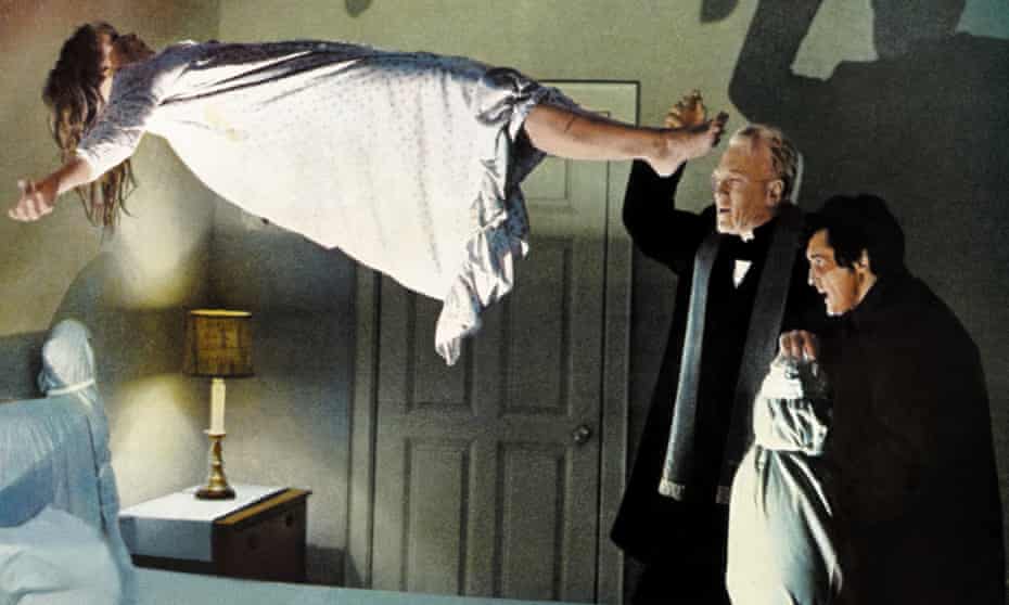 Actor Linda Blair levitates in a scene from The Exorcist.