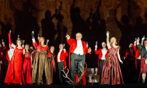 The whole world is a joke... Ambrogio Maestri as Falstaff (centre) in the opera’s final scene at the Royal Opera House