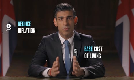 Screengrab of Rishi Sunak speaking during a Tory party political broadcast