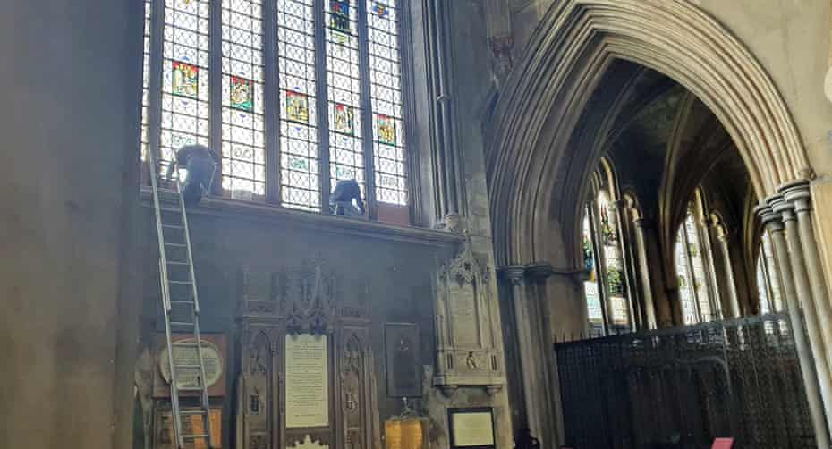 Removal of a dedication to 17th-century slave trader Edward Colston at Bristol Cathedral