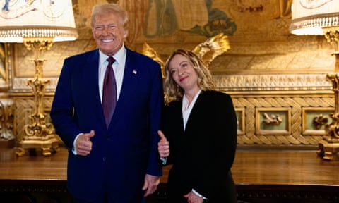 Giorgia Meloni flashes thumbs up sign with president-elect Donald Trump