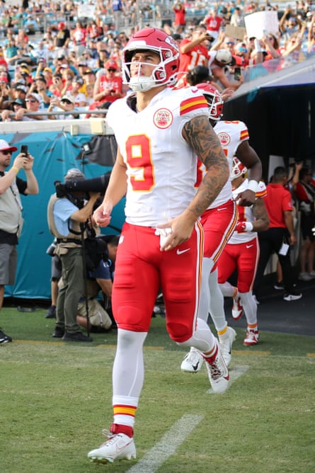 Rees-Zammit runs out for the Kansas City Chiefs in a pre-season game against the Jacksonville Jaguars in August 2024