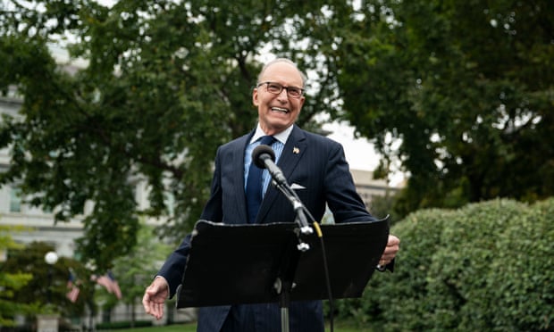 Larry Kudlow outside the White House on 25 September. Kudlow is vice-chair of the board.