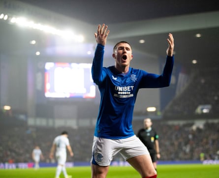Rangers’ John Lundstram celebrates after Cyriel Dessers’s opening goal against Ross County