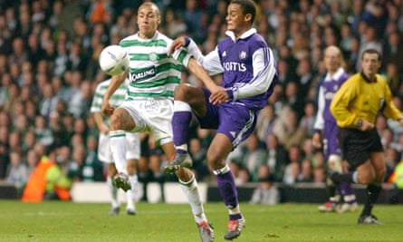The young Kompany challenges Celtic’s Henrik Larsson in a Champions League tie in 2003