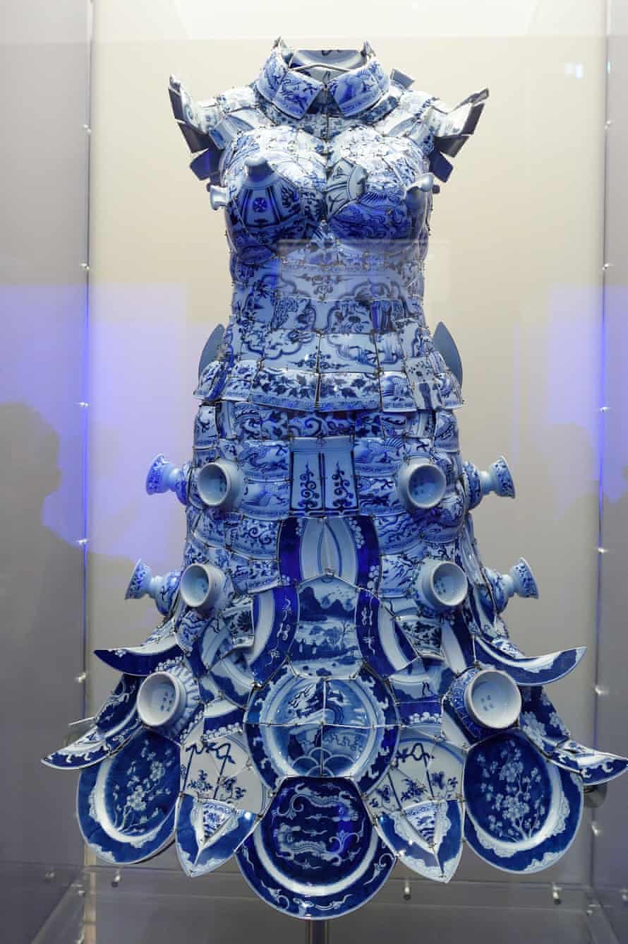 A dress by Li Xiaofeng is displayed as part of China Through the Looking Glass at the Metropolitan Museum of Art in New York.