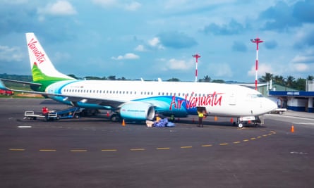 An Air Vanuatu Boeing 737 at Bauerfield airport in Port Vila