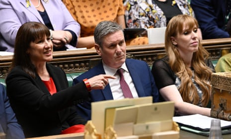 L to R, Rachel Reeves, Keir Starmer and Angela Rayner during prime minister’s questions.