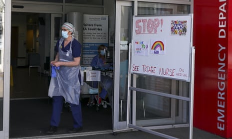 A triage nurse waits for patients to arrive in the emergency department at Frimley Park hospital in Camberley.