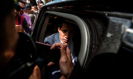 Juan Guaidó arrives to take part in the gathering in Caracas.