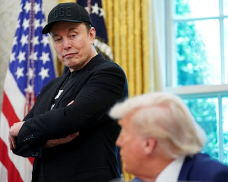 Elon Musk, left, with Donald Trump in the Oval Office of the White House.