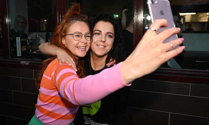 Jamie-Lee O’Donnell poses for a selfie with a fan
