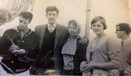 Kelman’s mother (second right) aged 15 after winning a Thames cruise with hot new band Johnny Kidd & the Pirates. Kidd is on the left wearing the eyepatch.
