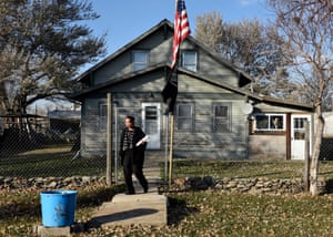 Honorata Defender canvassing in the remote settlement town of Selfridge on Thursday with information on how to vote for Standing Rock tribal members.