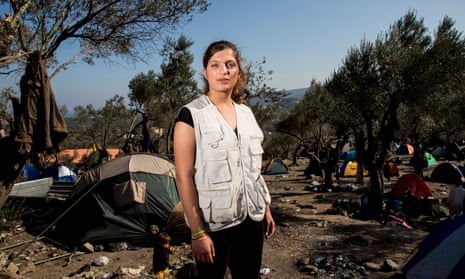 29-year-old lawyer and guardian Christina Dimakou in the camp.