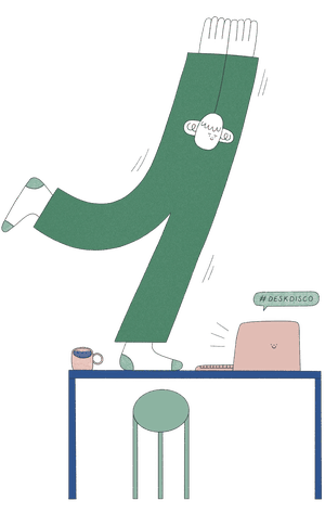 Pets on video calls and desk discos: the upsides of working from dwelling | The brand new guidelines of labor 2 Illustration "A Friday wrap-up call brings each week to a close with a #deskdisco"