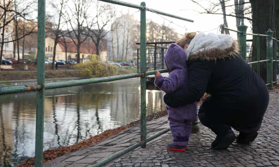 Sanaa, who fled the war in Syria, with her daughter, Siba, in Berlin