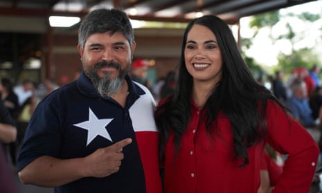 US Representative Mayra Flores (R) takes a photo with a supporter at a campaign event in Mcallen, Texas in October.