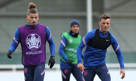 Ben White and Kalvin Phillips at Euro 2020 training in 2021