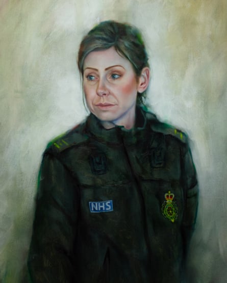 Adrian Hill’s oil of his wife, Shelley Hill, who works for the Yorkshire ambulance service.
