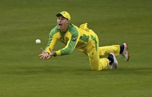 Marnus Labuschagne takes an outstanding catch to dismiss Jos Buttler.