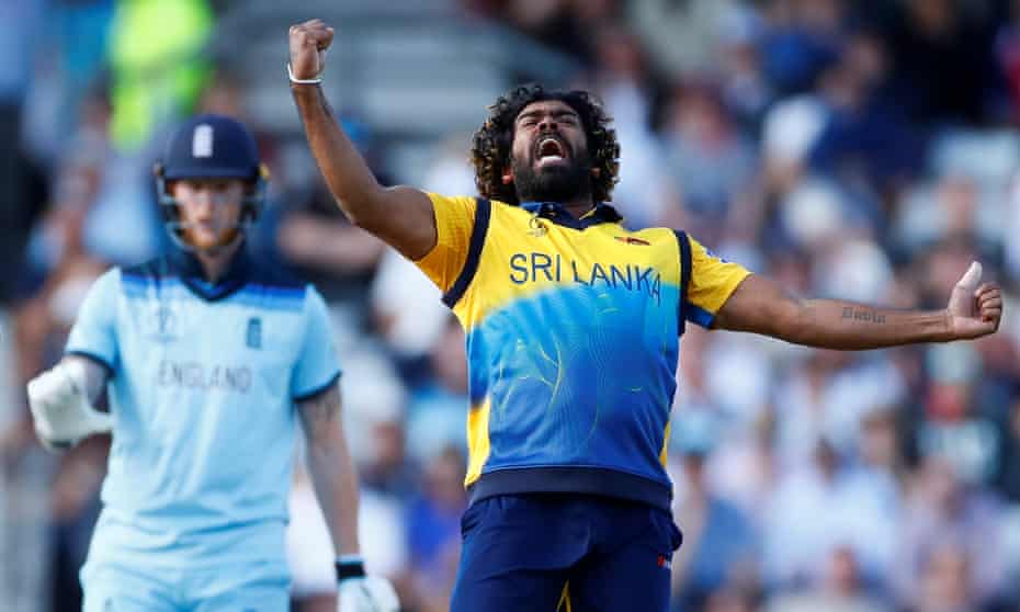Sri Lanka’s Lasith Malinga celebrates taking the wicket of England’s Jos Buttler as Sri Lanka stunned the World Cup hosts at Headingley.