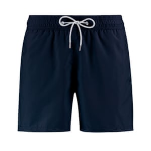 Navy swim shorts made from recycled plastics, £100, lovebrand.com