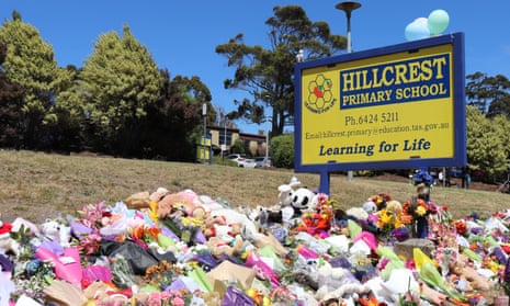 Flowers and tributes are seen outside Hillcrest primary school